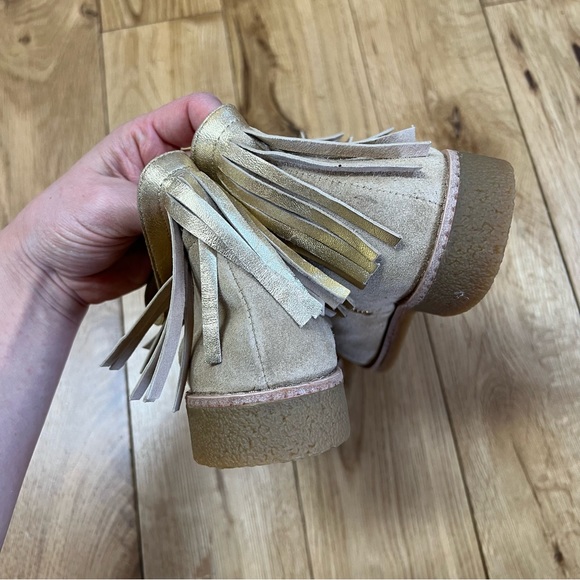 Kate Spade Saks Fifth Gold Fringe Suede Booties - Picture 9 of 13